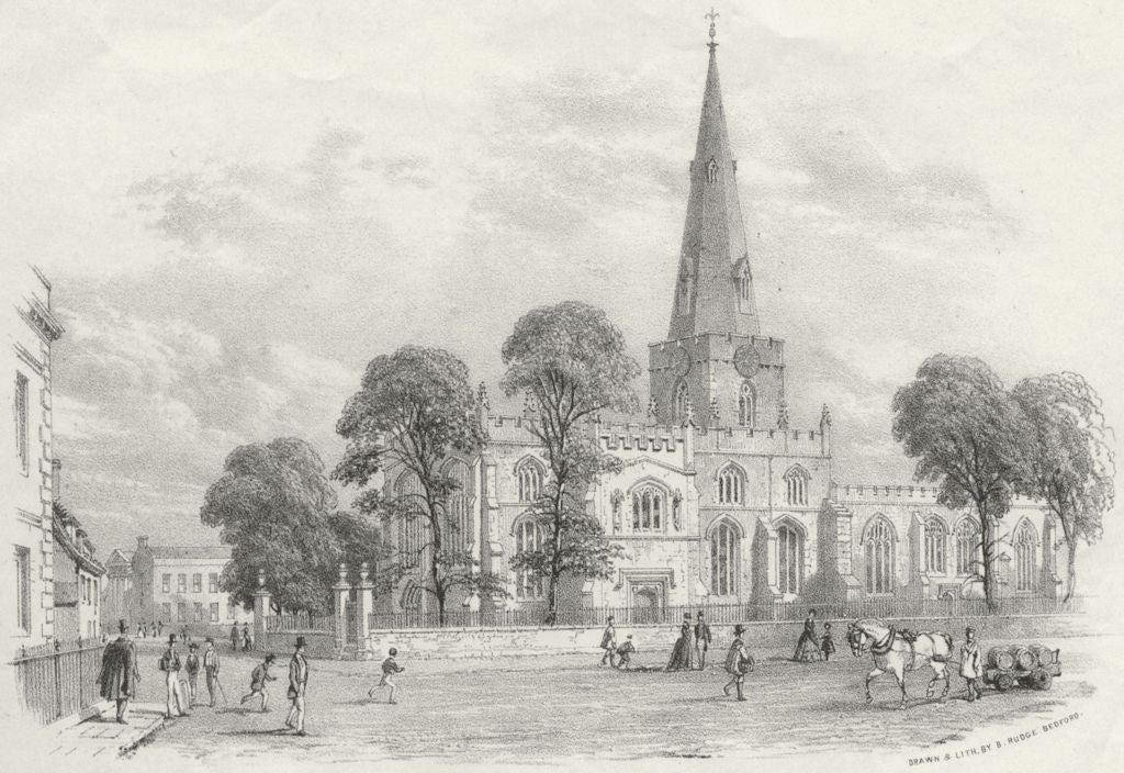 BEDS. St Paul's Bedford. Rudge 1850 old antique vintage print picture